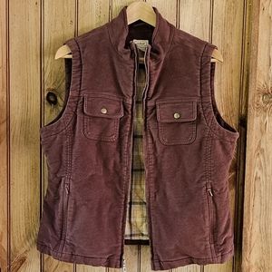 L.L. Bean Women's Insulated Flannel Lined Purple Mauve Vest sz Large